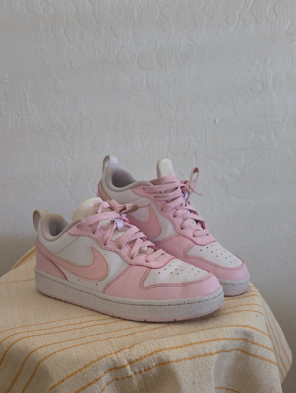Nike Pink and White Low-Top Sneakers